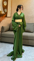 Kaftan vert olive avec des détails dorés