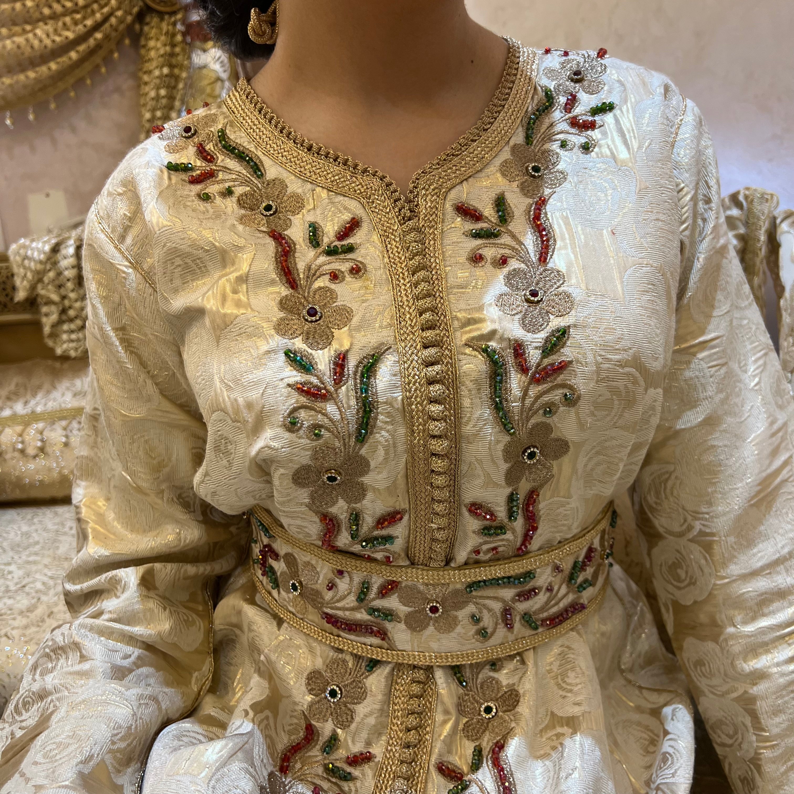 Copper caftan decorated with colored stones
