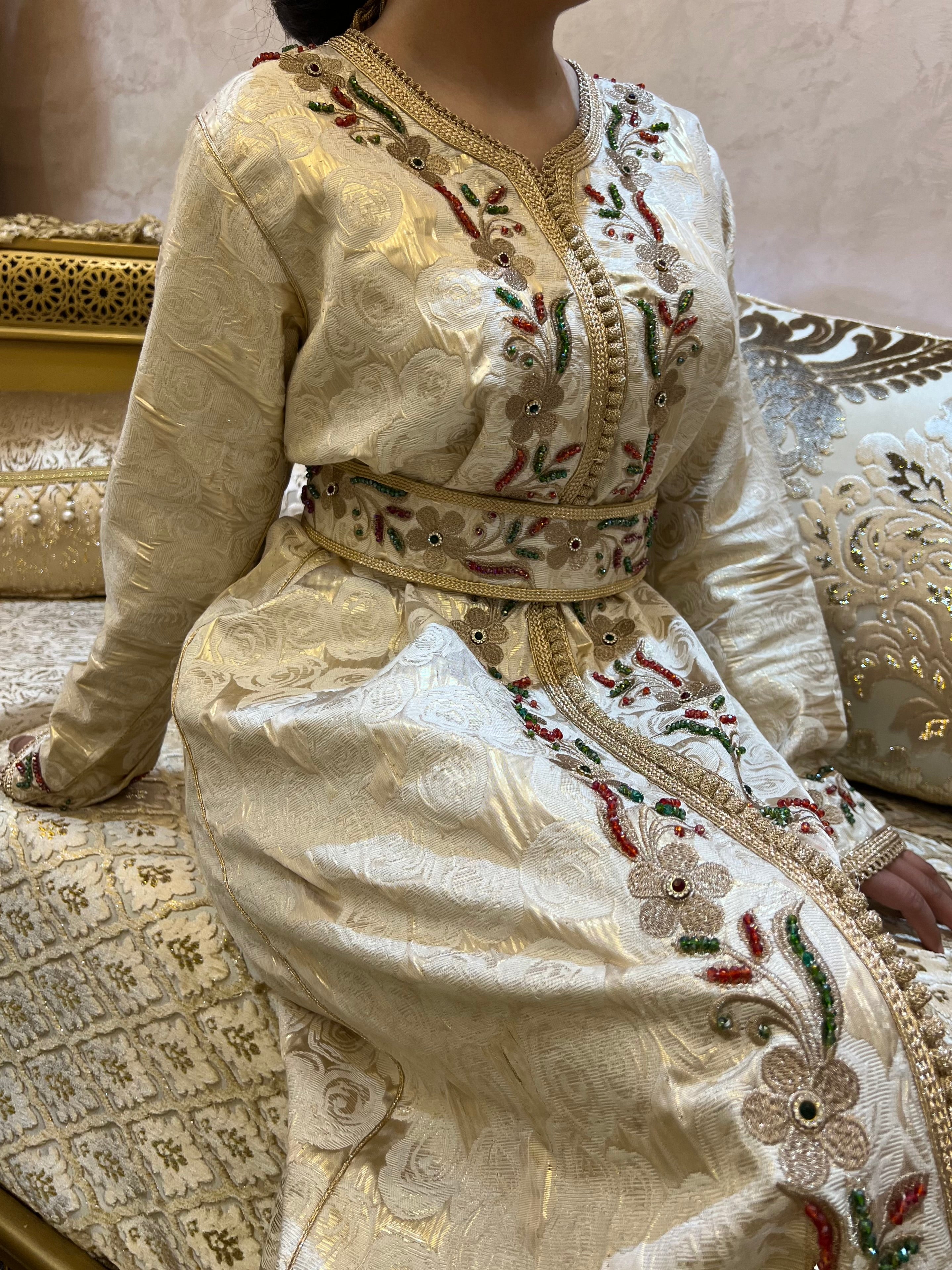 Copper caftan decorated with colored stones